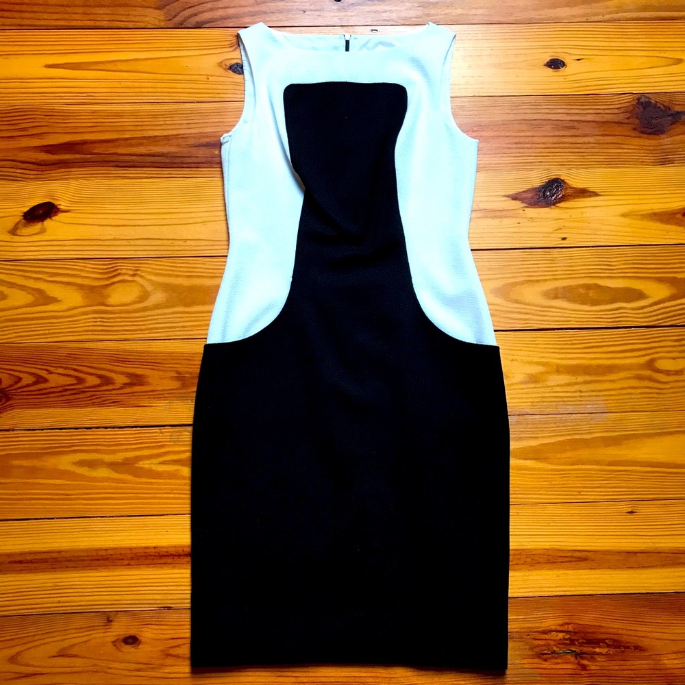 David Meister Black White Mod Sheath Dress, EUC, 4